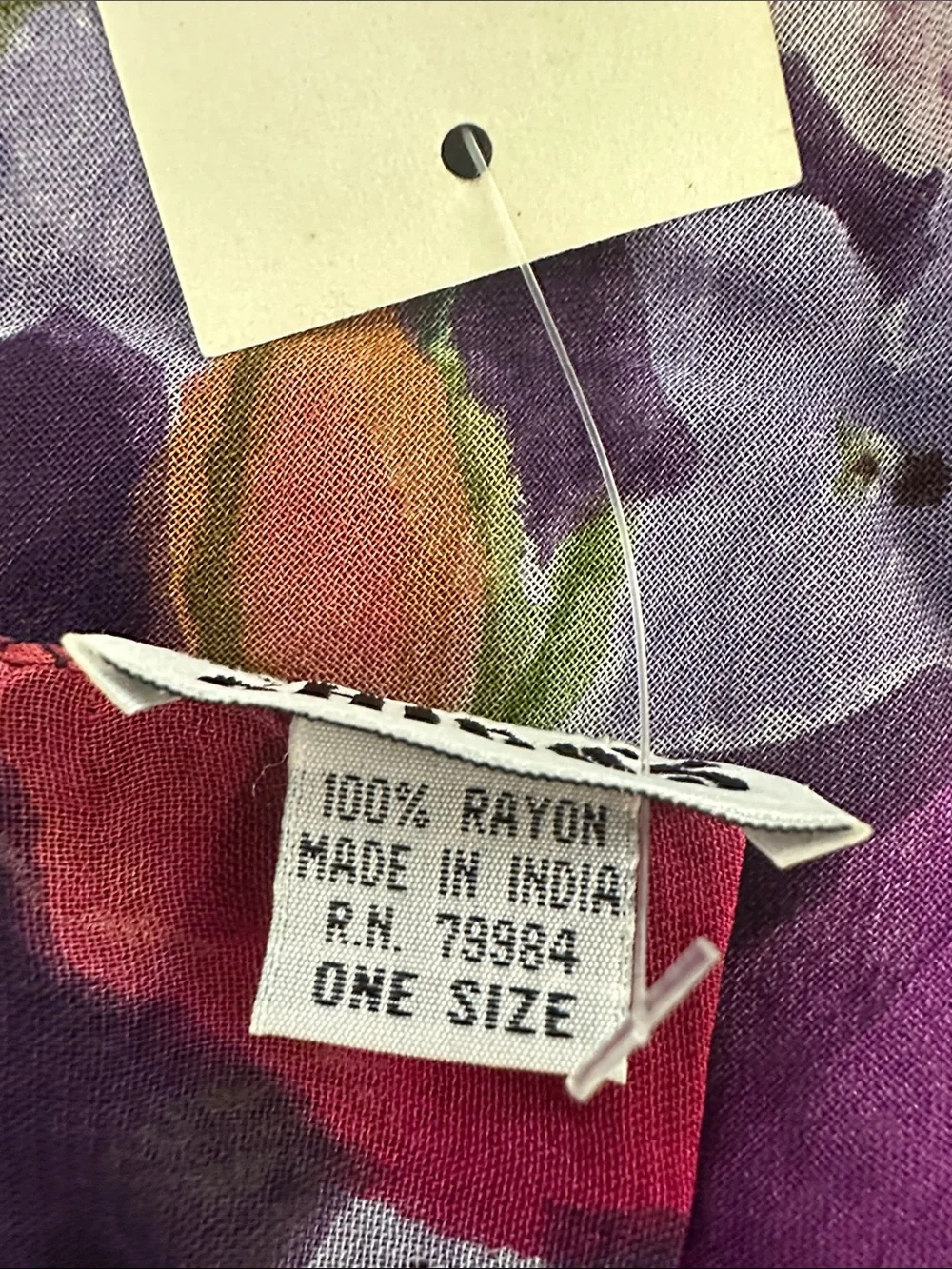 NWT Chicos Vintage Deadstock Sheer Purple Floral Saskian Scarf